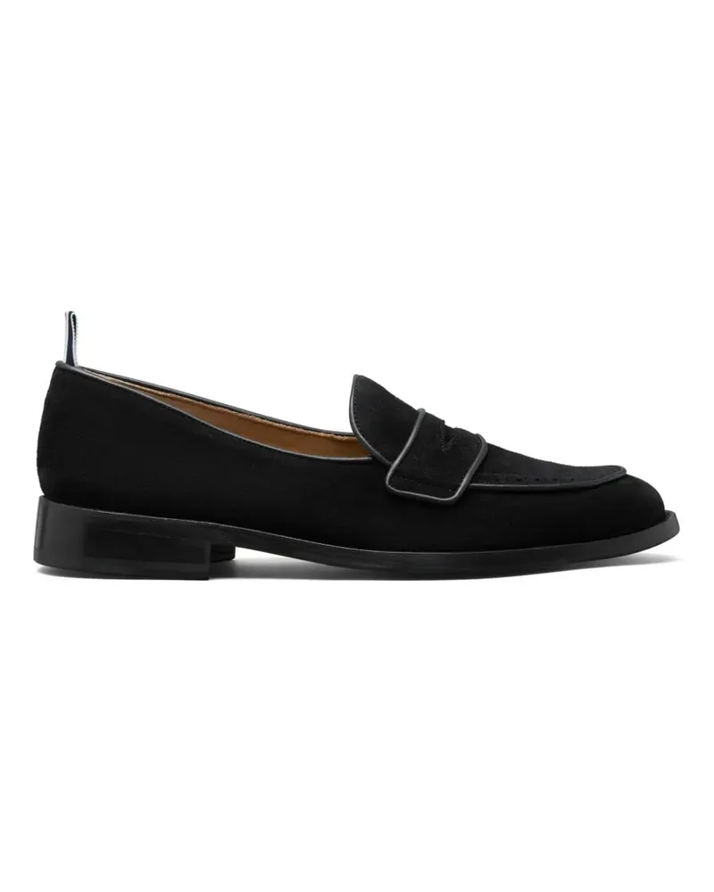 Thom Browne Varsity Penny-Loafer aus Wildleder mit Ledersohle - Schwarz Schwarz