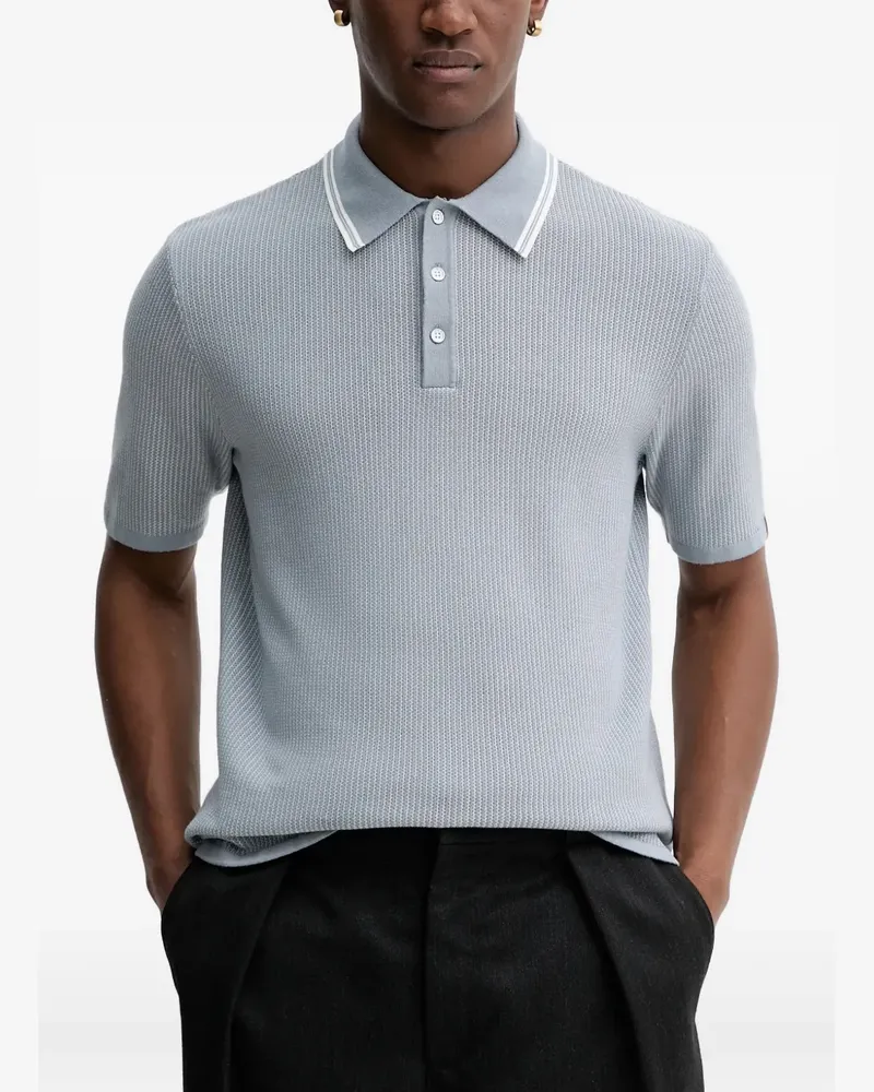 Rag & Bone Poloshirt aus geripptem Strick - Blau Blau