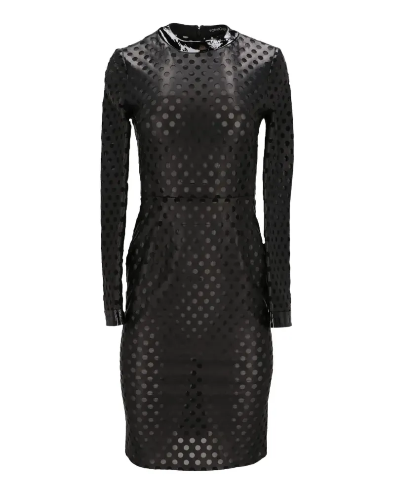 Tom Ford perforated-detail long-sleeve mini dress - Schwarz Schwarz