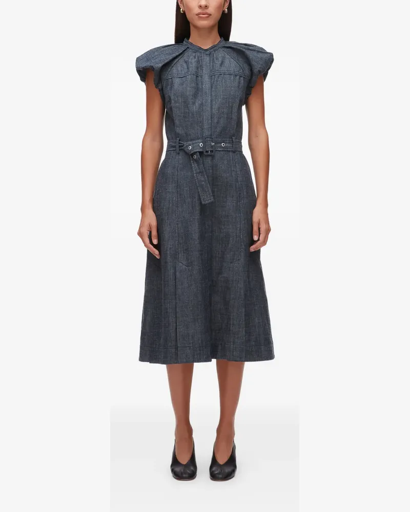 3.1 phillip lim puff-sleeve belted dress - Blau Blau
