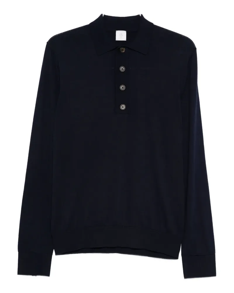 Eleventy Langärmeliges Poloshirt - Blau Blau
