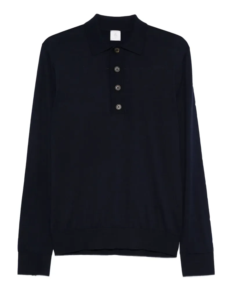 Eleventy Langärmeliges Poloshirt - Blau Blau