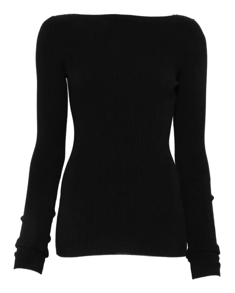 Rick Owens Geripptes Strickoberteil mit Cut-Out - Schwarz Schwarz