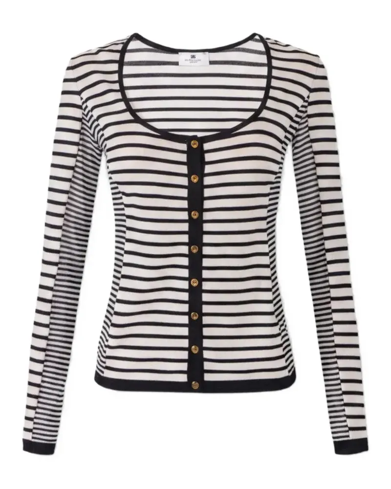 Elisabetta Franchi striped button-up cardigan - Schwarz Schwarz