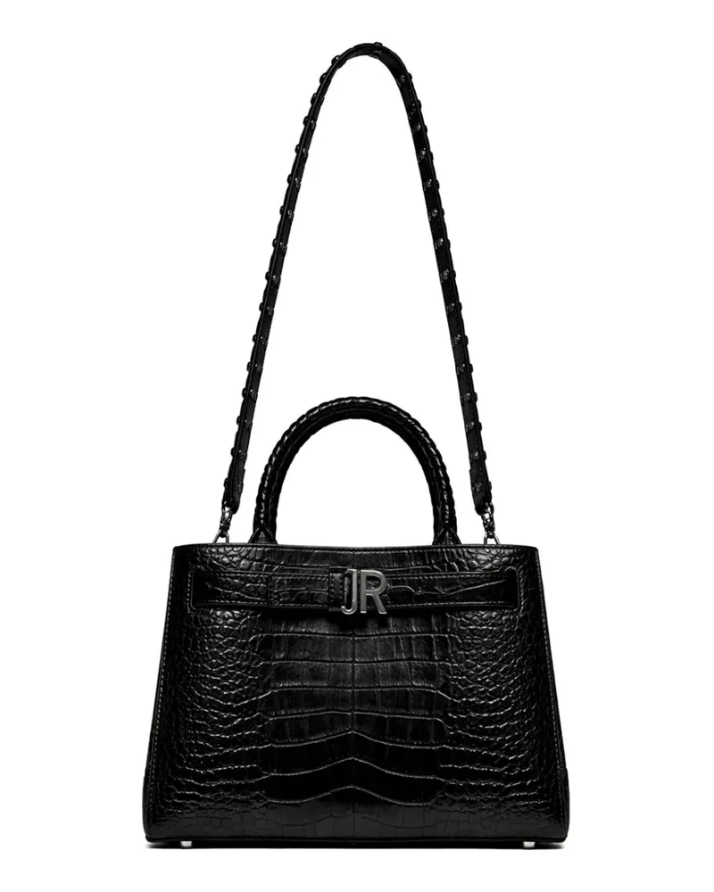 John Richmond croc-effect braided-handle tote bag - Schwarz Schwarz