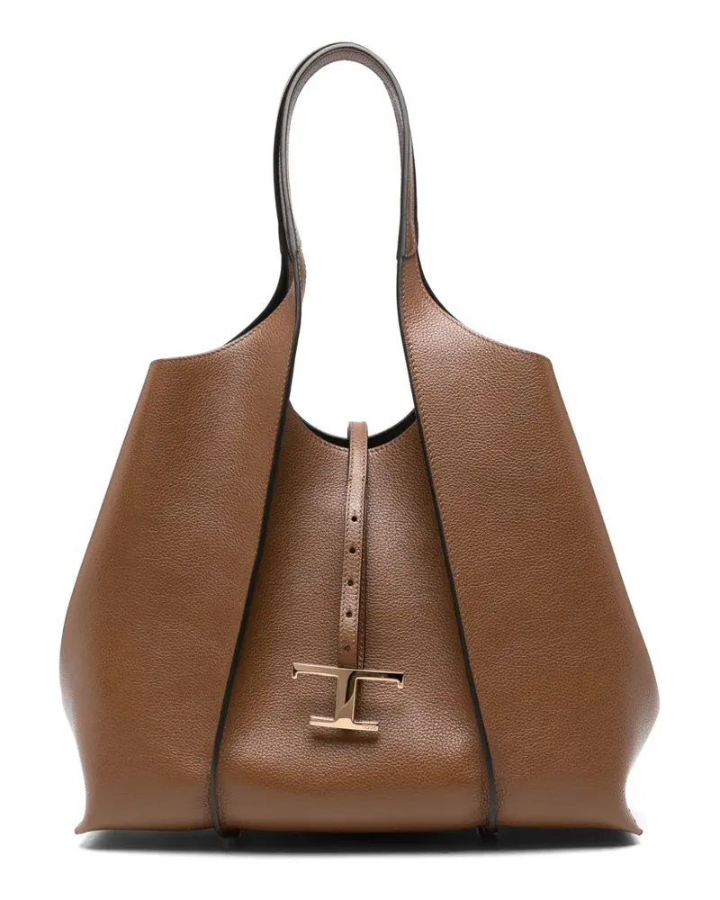 TOD'S medium T Timeless leather tote bag - Braun Braun