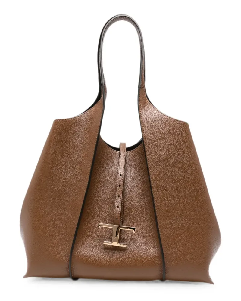 TOD'S medium T Timeless leather tote bag - Braun Braun
