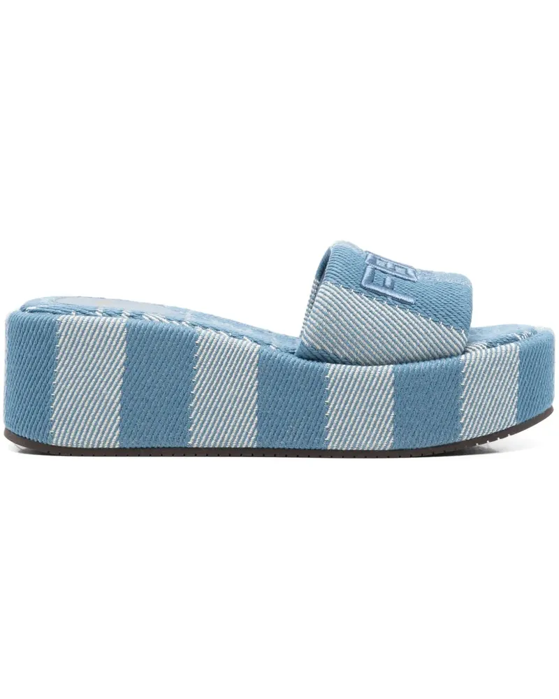 Fendi Pantoletten mit Logo-Stickerei - Blau Blau