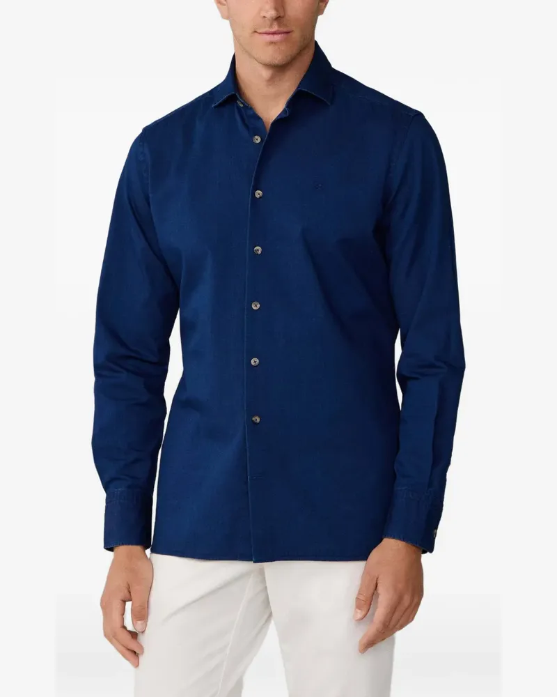 Hackett Kent Hemd mit Eton-Kragen - Blau Blau