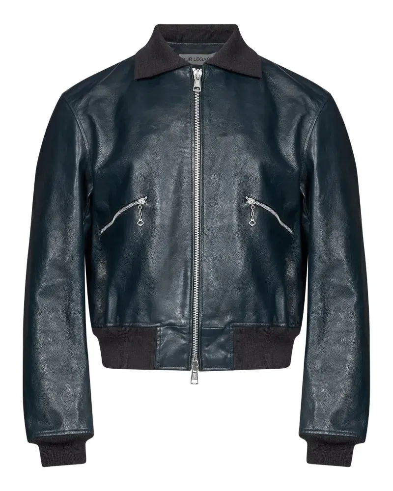 Our Legacy zip-up leather jacket - Blau Blau