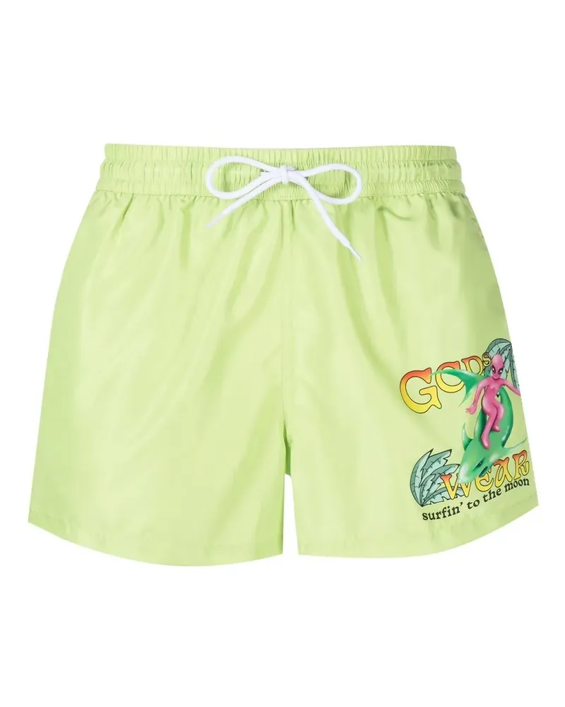 GCDS Badeshorts mit grafischem Print - Grün Grün