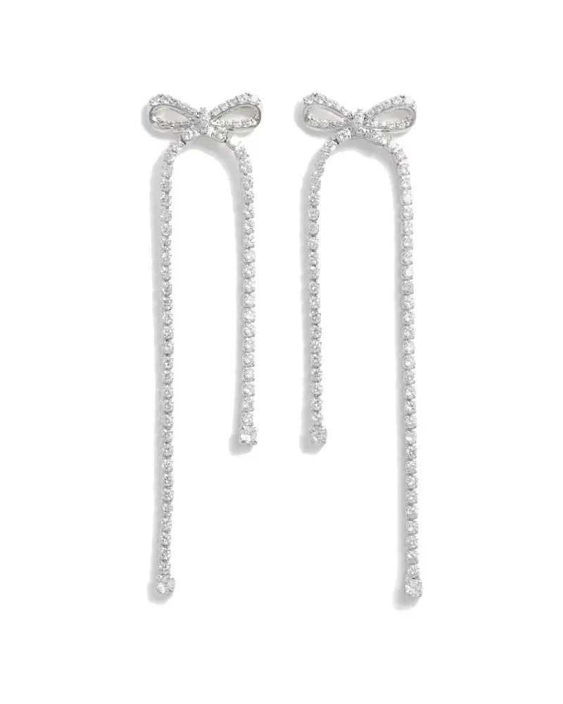 Self-Portrait crystal bow earrings - Silber Silber