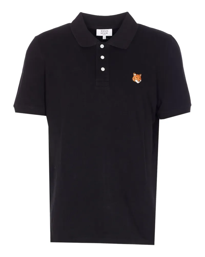 Kitsuné embroidered short-sleeve polo shirt - Schwarz Schwarz