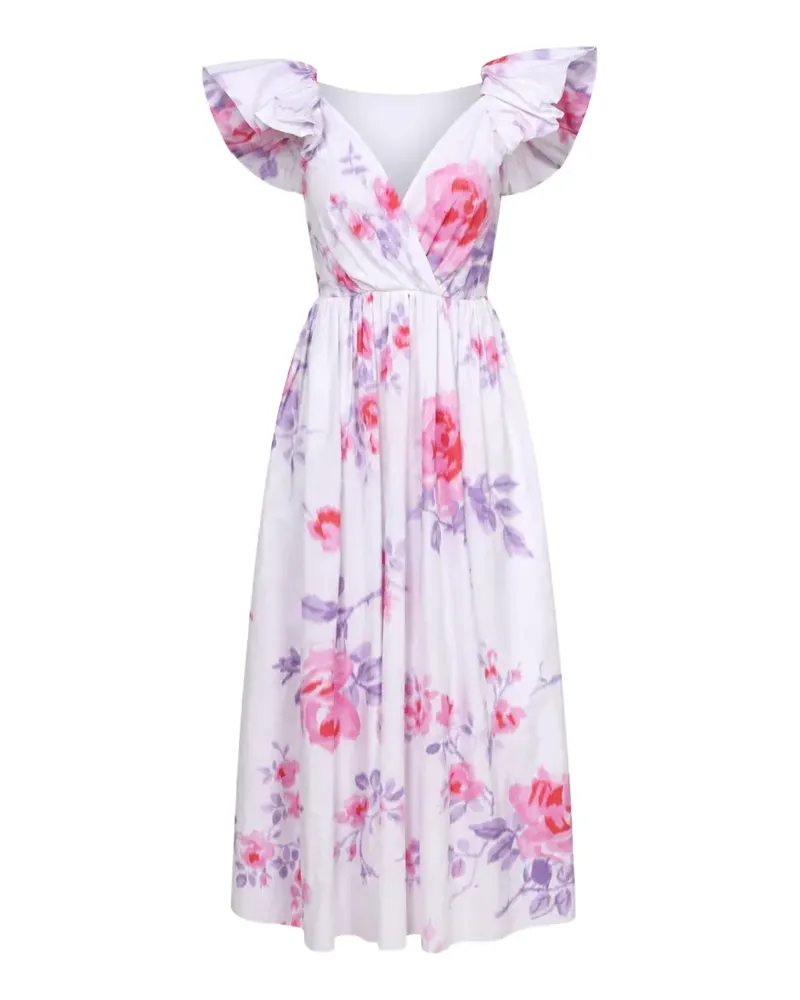 Philosophy Di Lorenzo Serafini Midikleid mit Blumenprint - Weiß Weiß