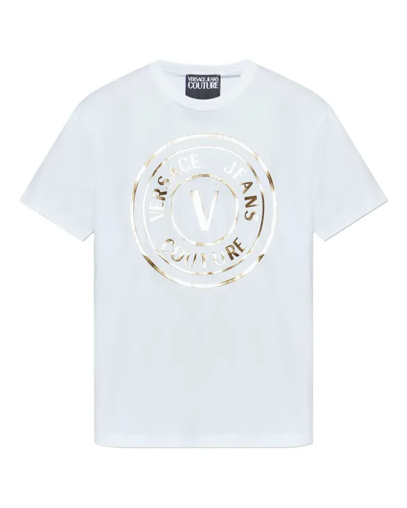Versace Jeans T-Shirt mit Logo-Schild - Weiß Weiß