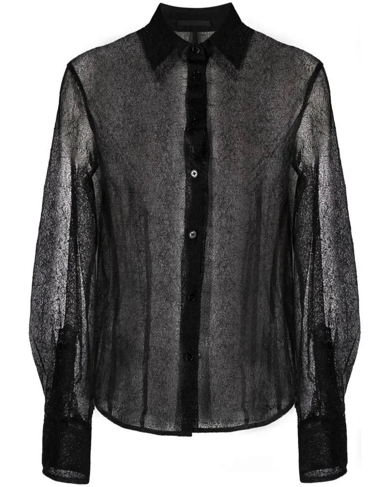 Helmut Lang Transparentes Hemd - Schwarz Schwarz