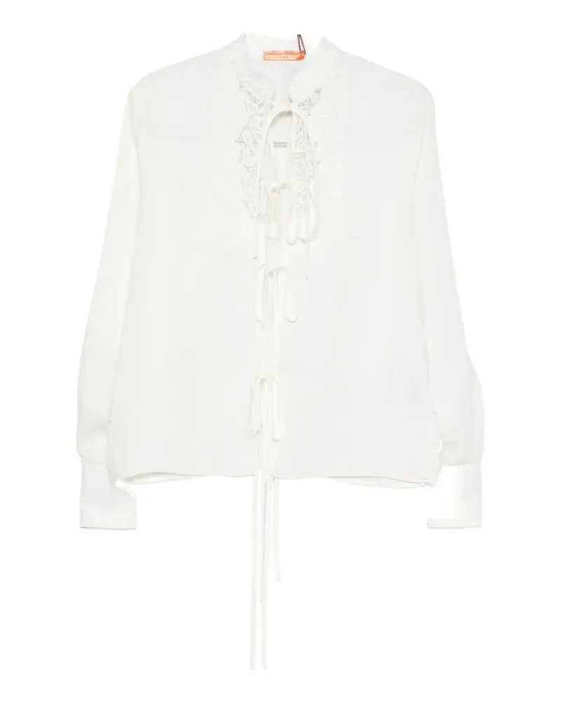 Ermanno Scervino lace-panelled tie-fastening blouse - Weiß Weiß