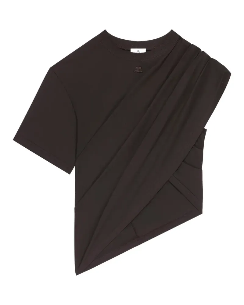 Courrèges Drapiertes T-Shirt - Braun Braun