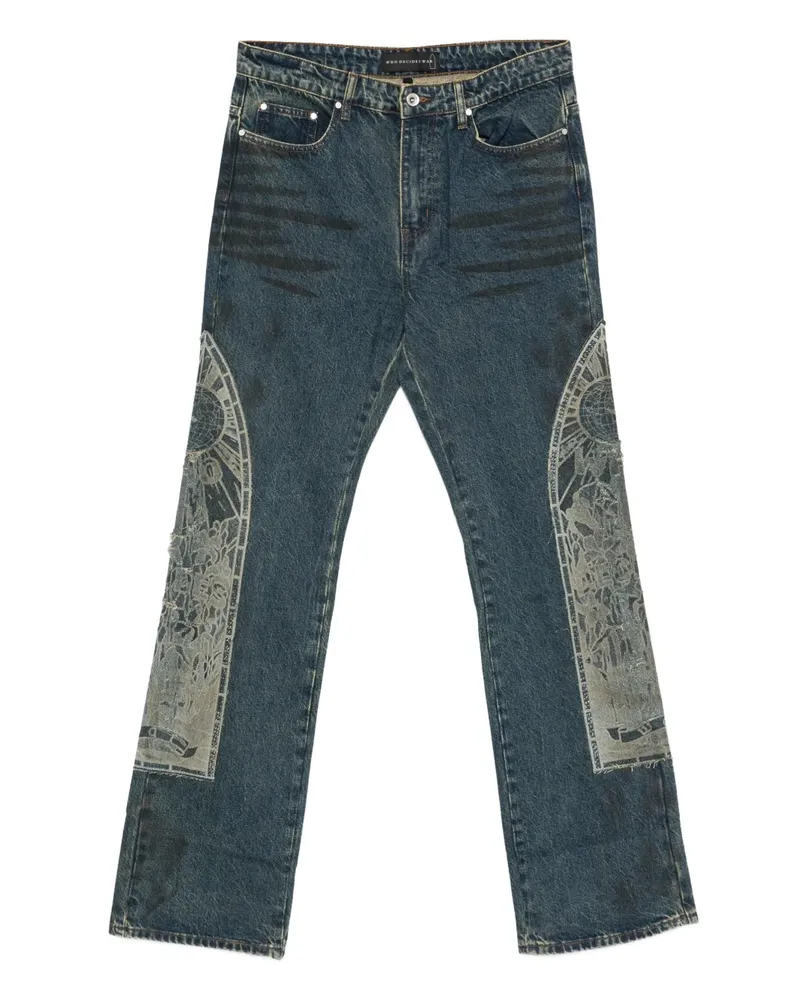 WHO DECIDES WAR graphic-panel jeans - Blau Blau