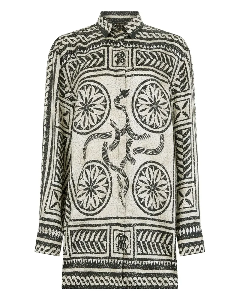 Roberto Cavalli Hemd mit Mosaik-Print - Weiß Weiß
