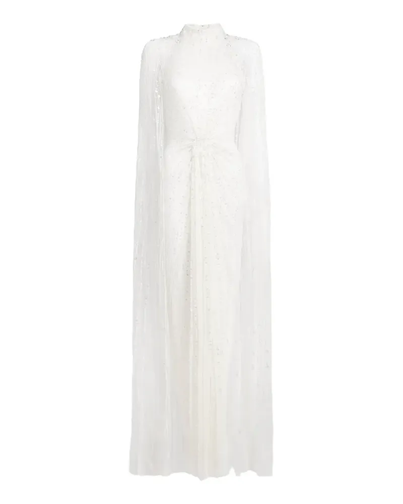 Jenny Packham Cairo Cape-Maxikleid mit Pailletten - Weiß Weiß
