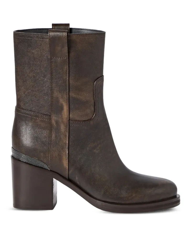 Brunello Cucinelli leather ankle boots with precious detail - Braun Braun