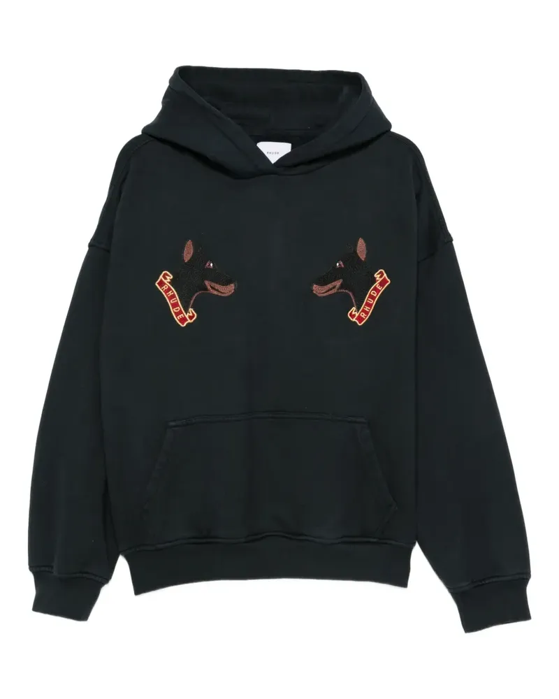 RHUDE Hoodie mit Hundestickerei - Schwarz Schwarz
