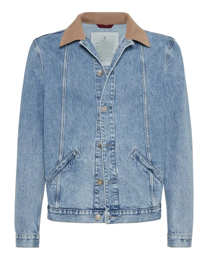 Brunello Cucinelli Jeansjacke mit Kontrastkragen - Blau Blau