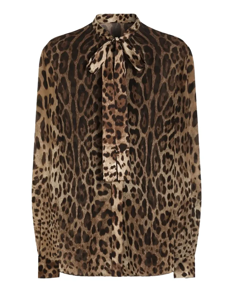 Dolce & Gabbana Georgette-Hemd mit Leo-Print - Nude Nude