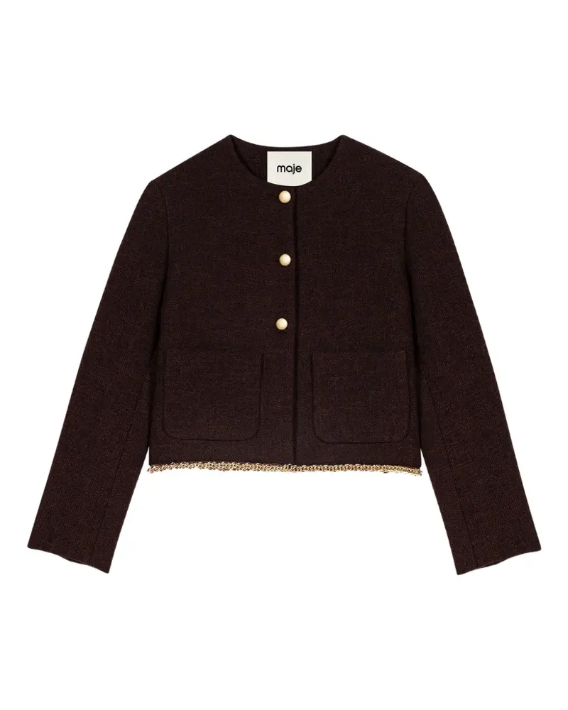 Maje Cropped-Jacke mit Kettenbesatz - Braun Braun