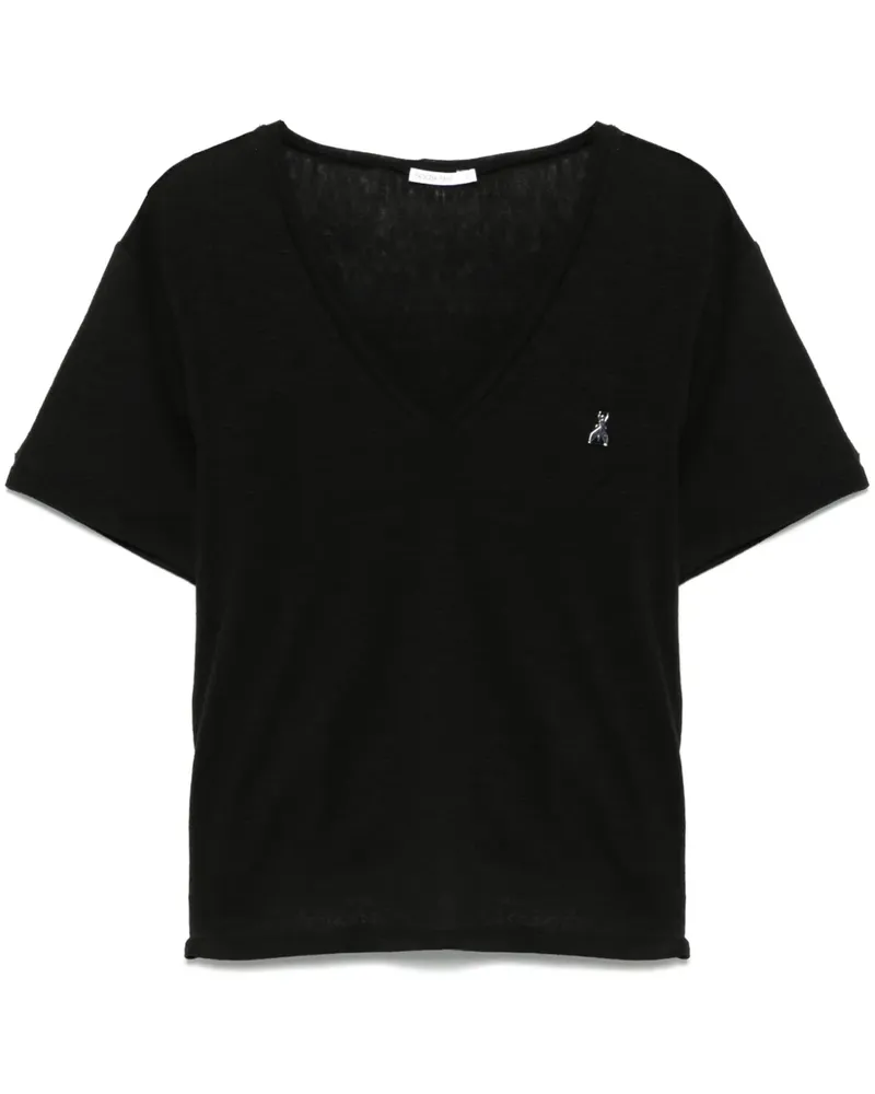Patrizia Pepe T-Shirt mit V-Ausschnitt - Schwarz Schwarz