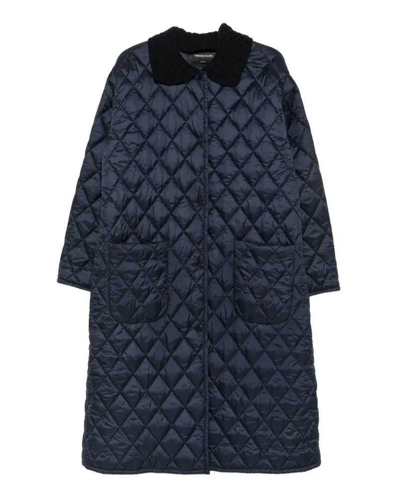 Fabiana Filippi quilted contrast-collar coat - Blau Blau
