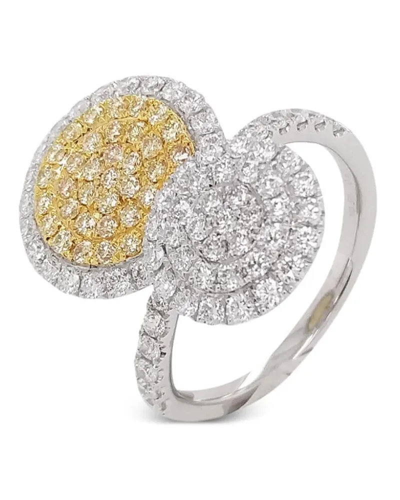 HYT Jewelry 18kt Gelbgold- und Platinring mit Diamanten - Silber Silber