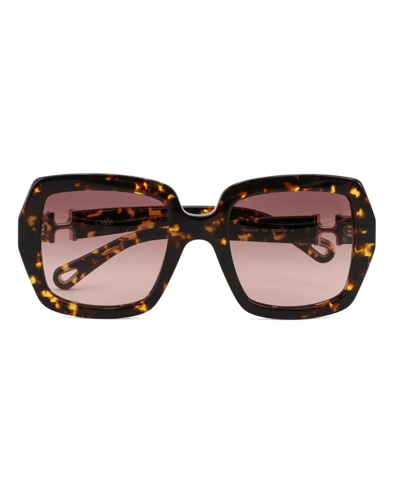 Chloé square-frame logo-detail sunglasses - Braun Braun