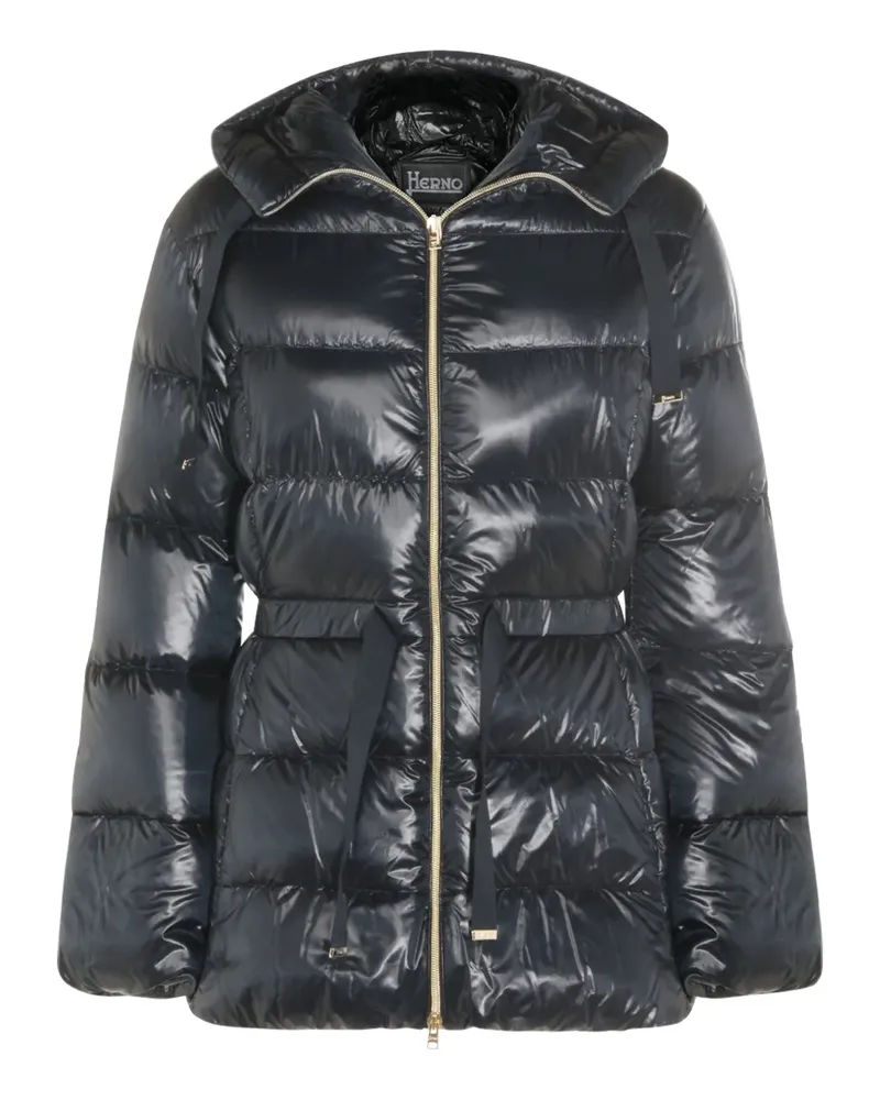 Herno hooded belted coat - Blau Blau