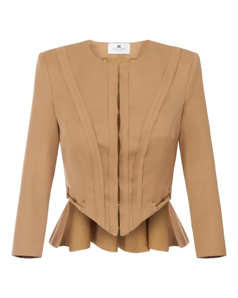 Elisabetta Franchi Jacke aus Gabardine mit Horsebits - Nude Nude