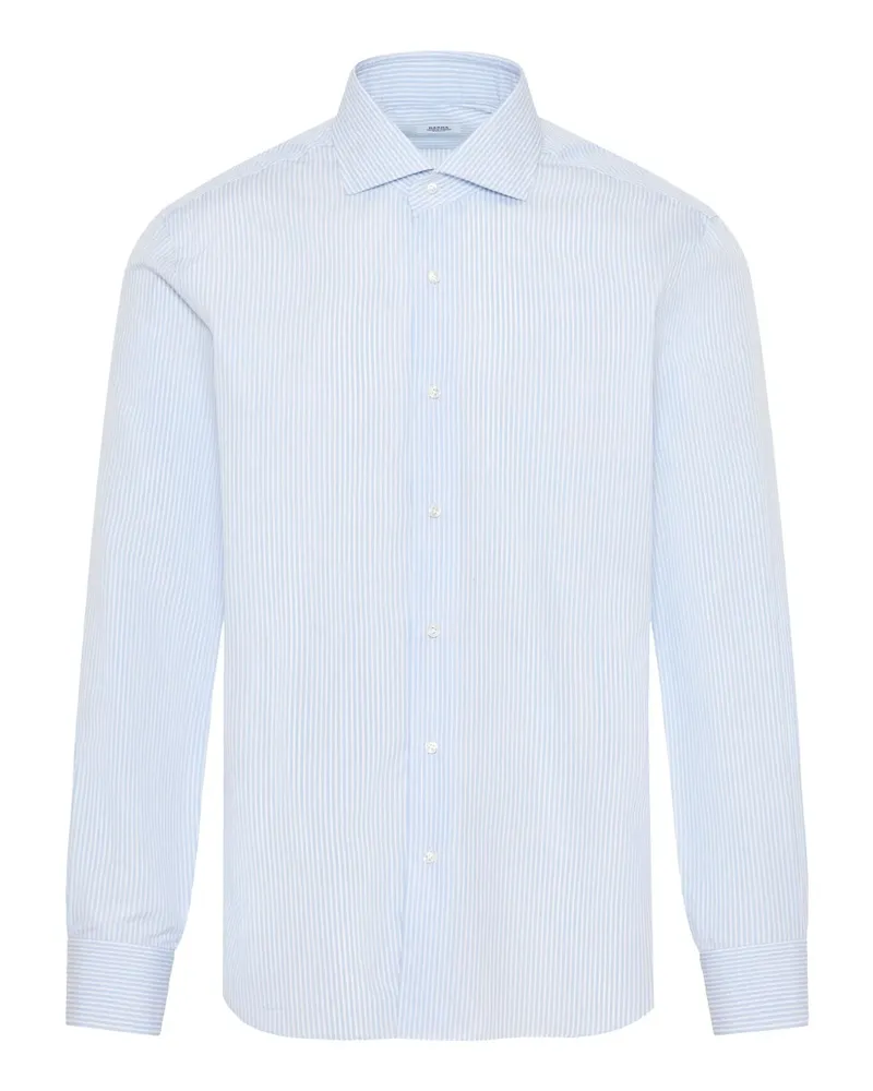 BARBA Fein gestreiftes Hemd - Blau Blau