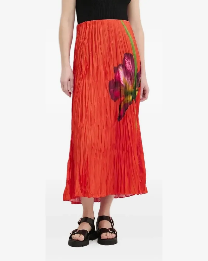 Desigual Midirock mit Blumen-Print - Rot Rot
