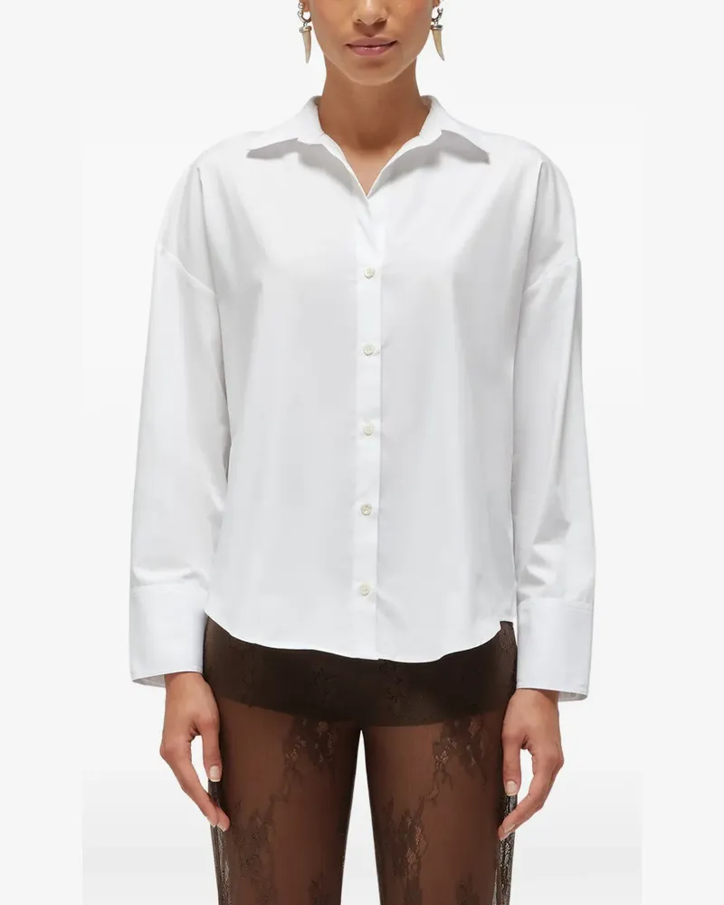 Blumarine lace-panelled back-slit shirt - Weiß Weiß