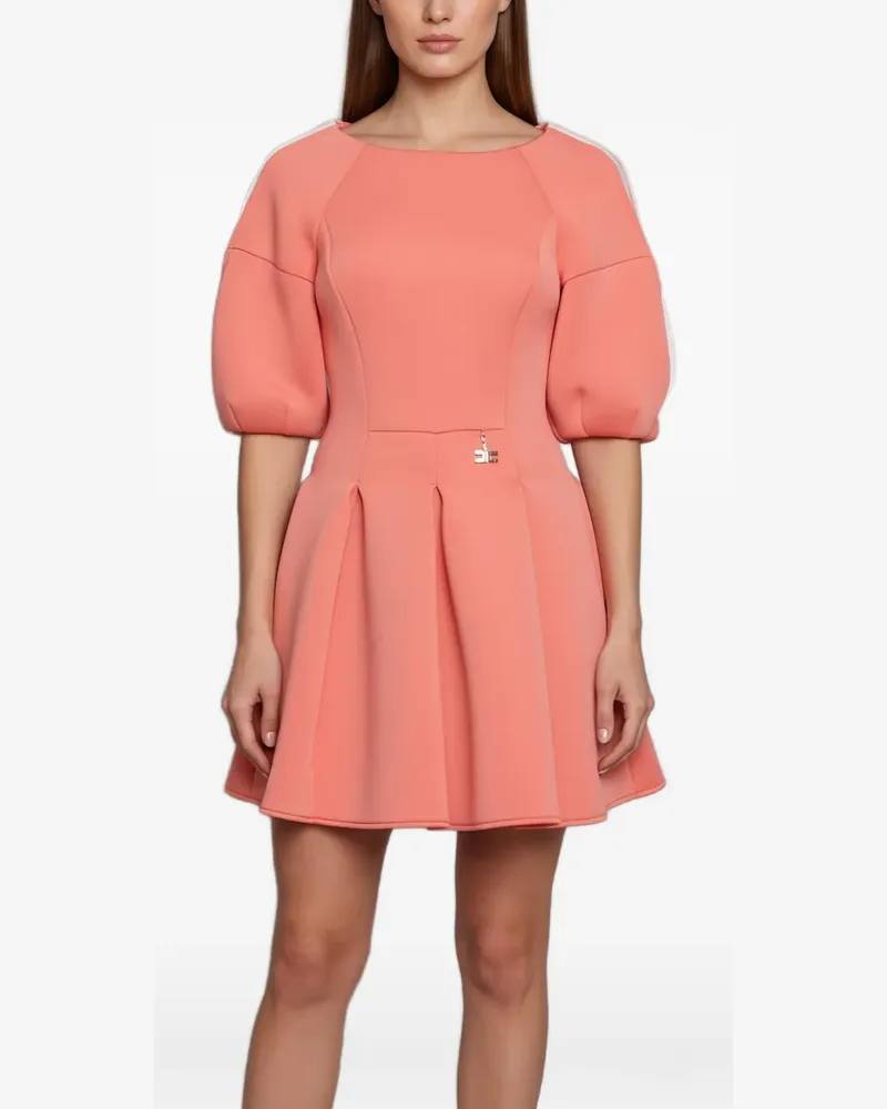 Elisabetta Franchi puff-sleeve pleated mini dress - Rosa Rosa