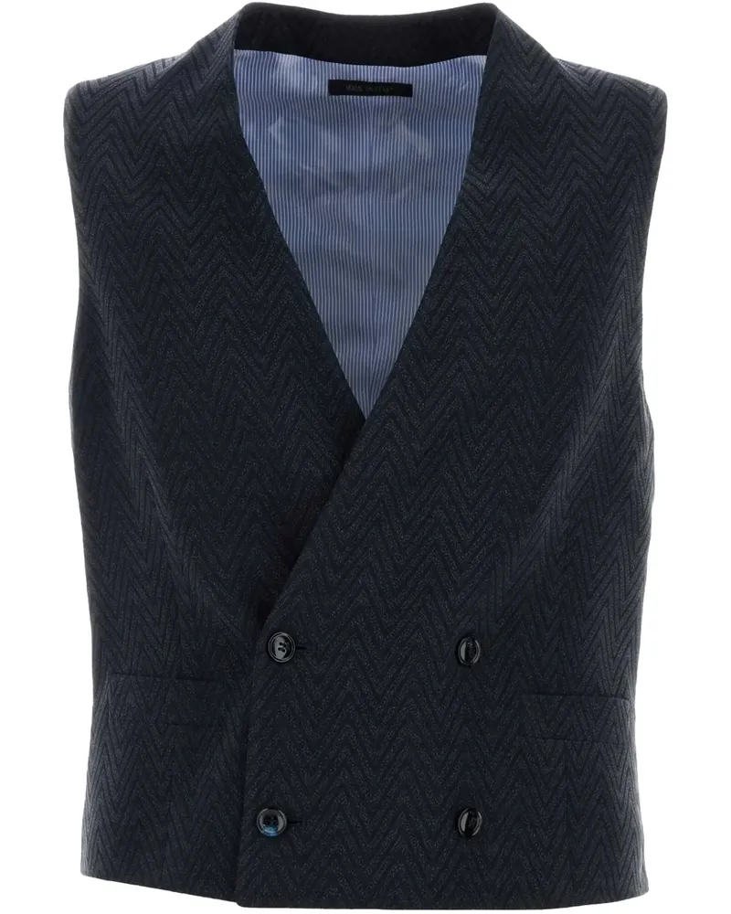 Giorgio Armani Weste mit Zickzackmuster - Blau Blau