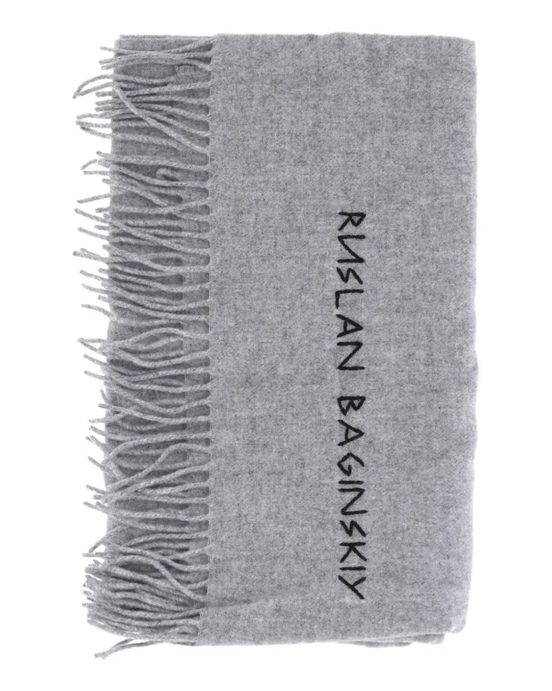 RUSLAN BAGINSKIY Schal mit Logo-Stickerei - Grau Grau
