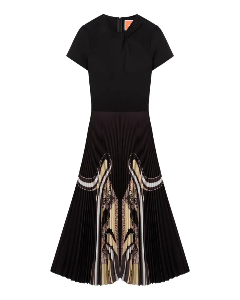 La DoubleJ Plissiertes Chignon Kurzarmkleid - Schwarz Schwarz