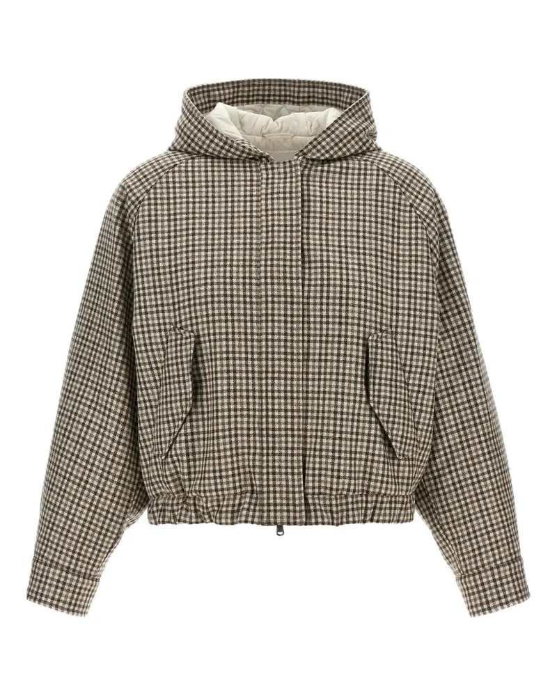 Brunello Cucinelli Karierte Shiny Zipper Pull Jacke - Nude Nude