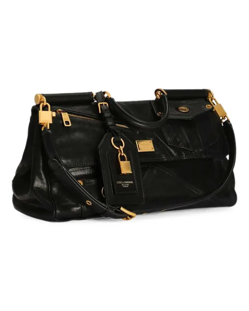 Dolce & Gabbana Mittelgroße Sicily Handtasche aus Kalbsleder - Schwarz Schwarz