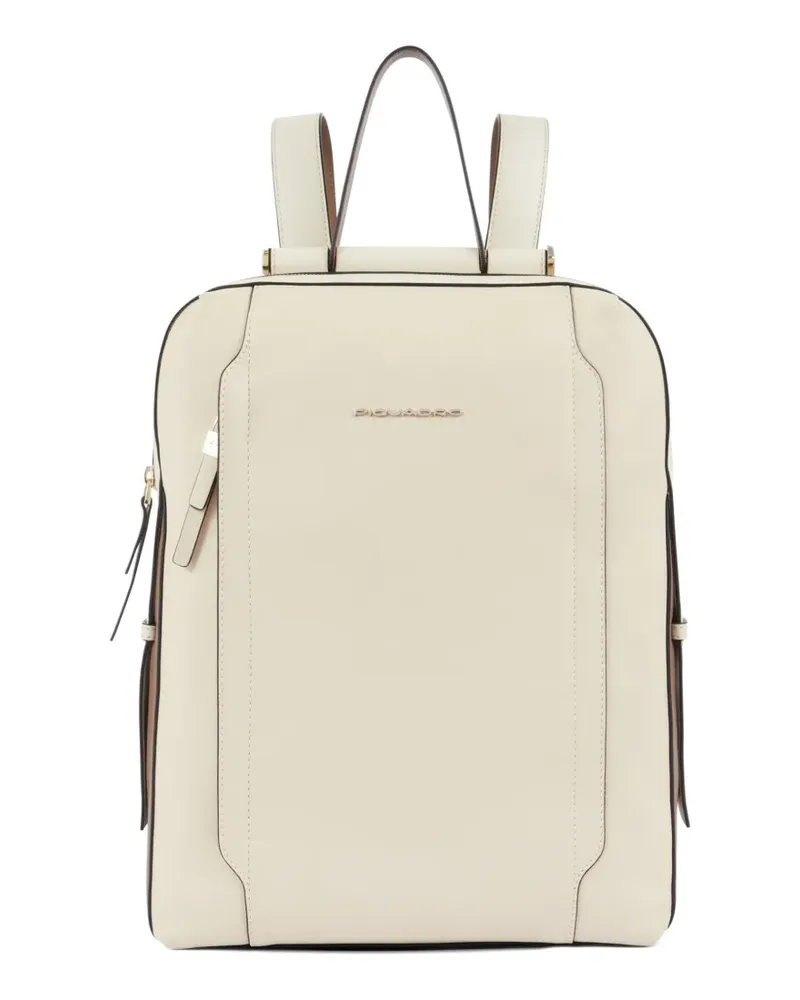 Piquadro laptop leather backpack - Nude Nude