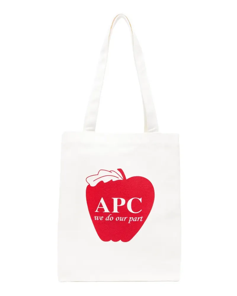 A.P.C. Shopper mit Logo-Print - Weiß Weiß