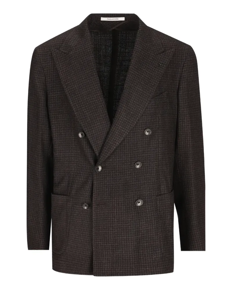 Tagliatore Doppelreihige Jacke mit Mikro-Check - Braun Braun