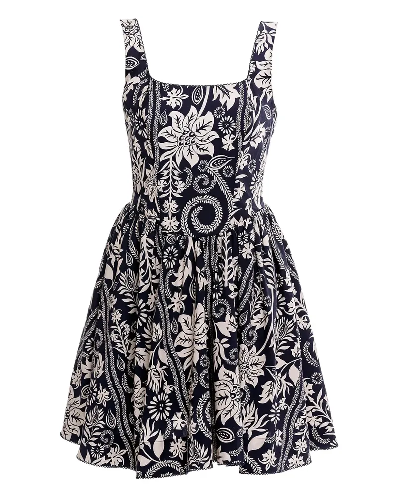 AGUA BENDITA Gesmoktes Amonita Minikleid mit Blumen-Print - Weiß Weiß