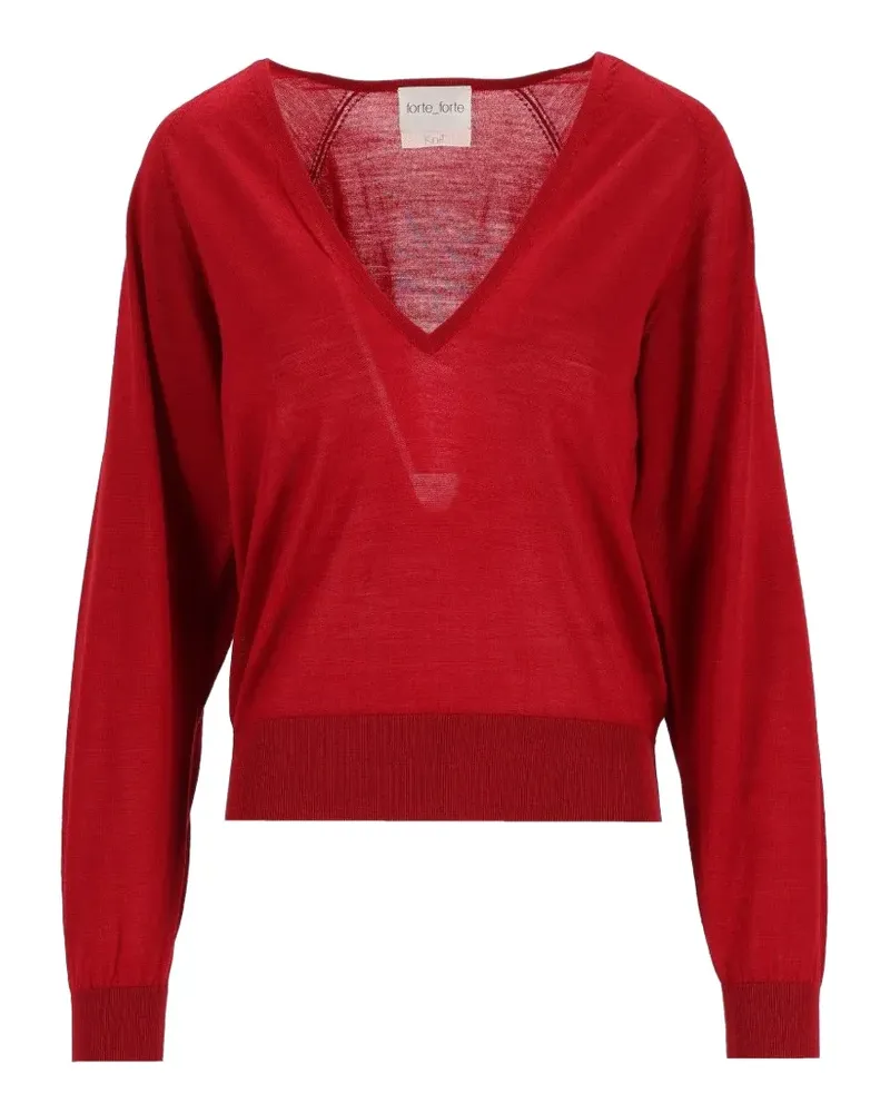 forte_forte V-neck raglan-sleeve sweater - Rot Rot